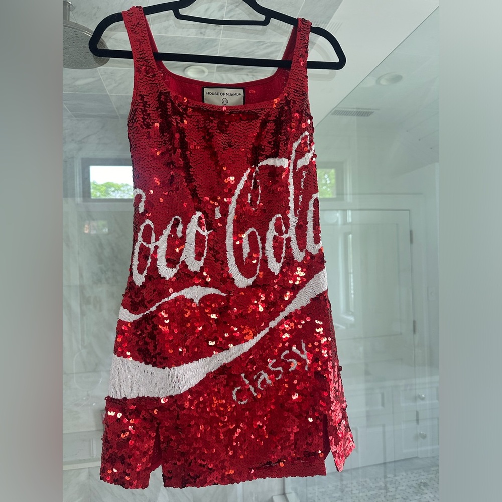 House of Mua Mua Coca Cola sequin mini dress NWT MEDIUM